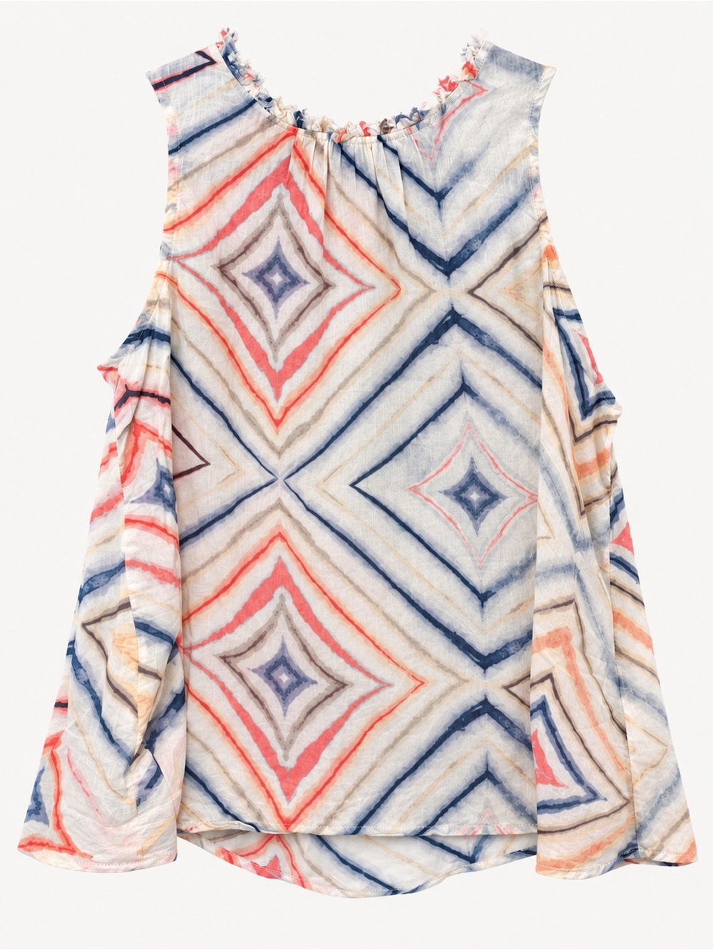 Old Navy Kaleidoscope Raw Edge Cold Shoulder Top Small